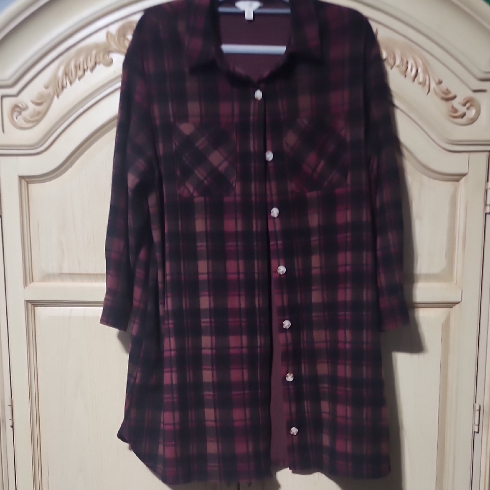 Terra & Sky Deep Red Knit Blouse